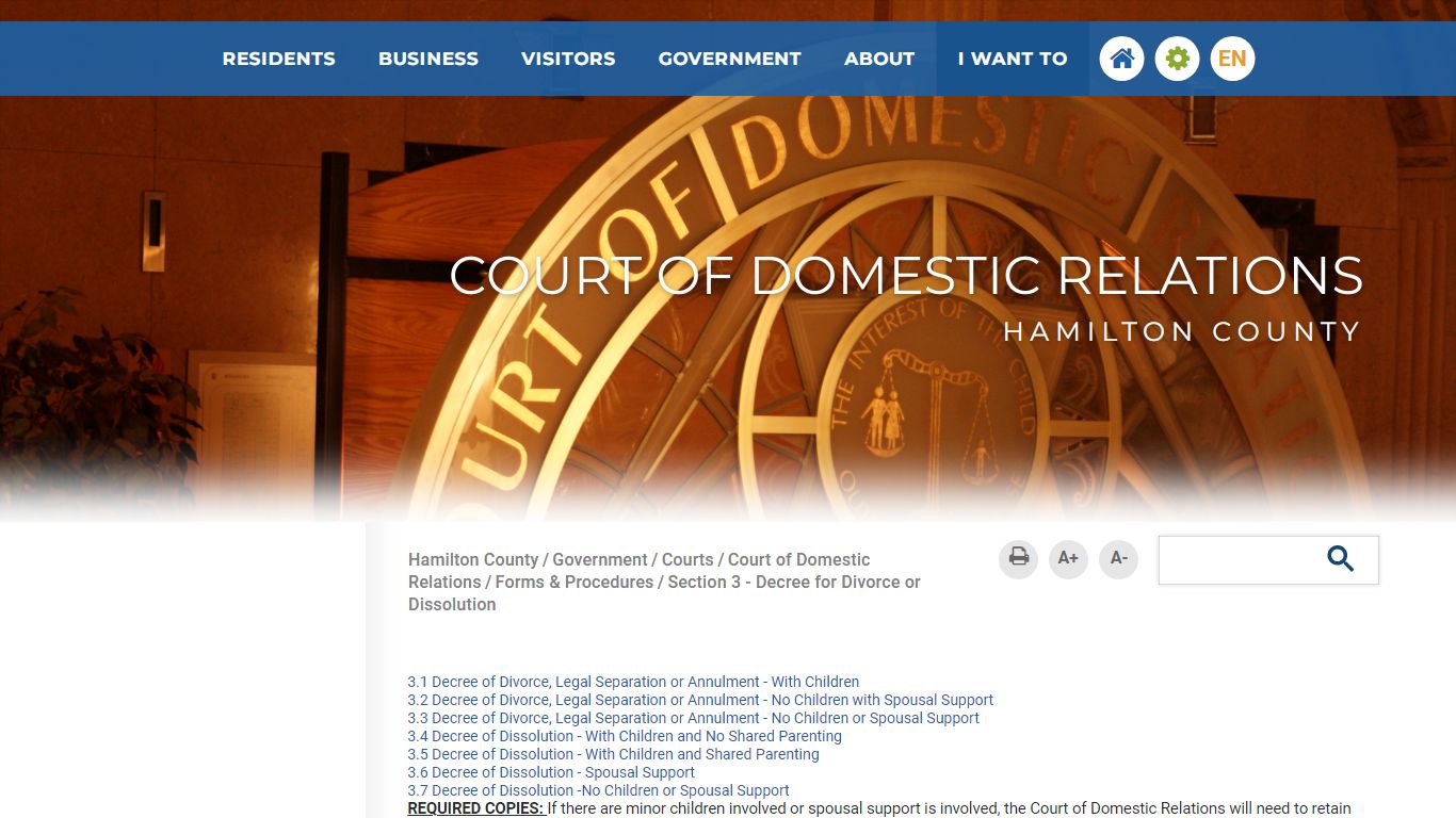 Section 3 - Decree for Divorce or Dissolution - Hamilton County, Ohio